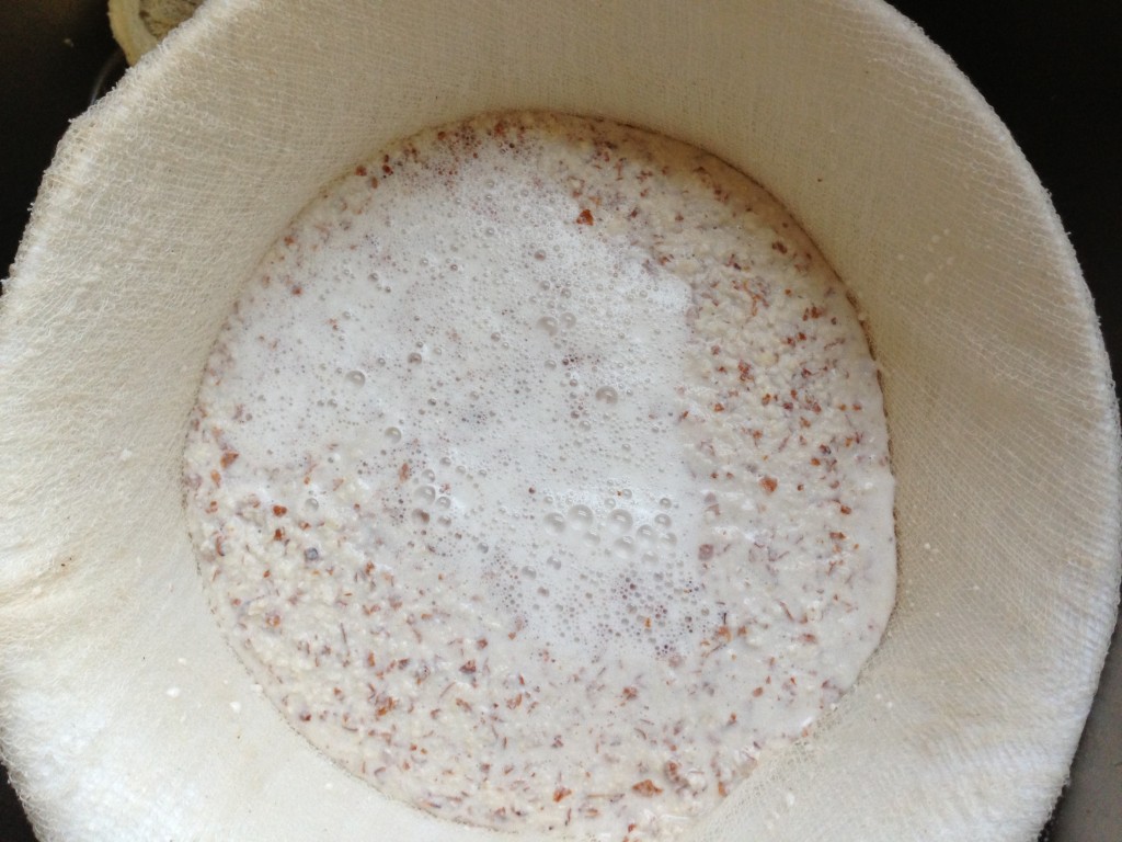 Making homemade almond milk
