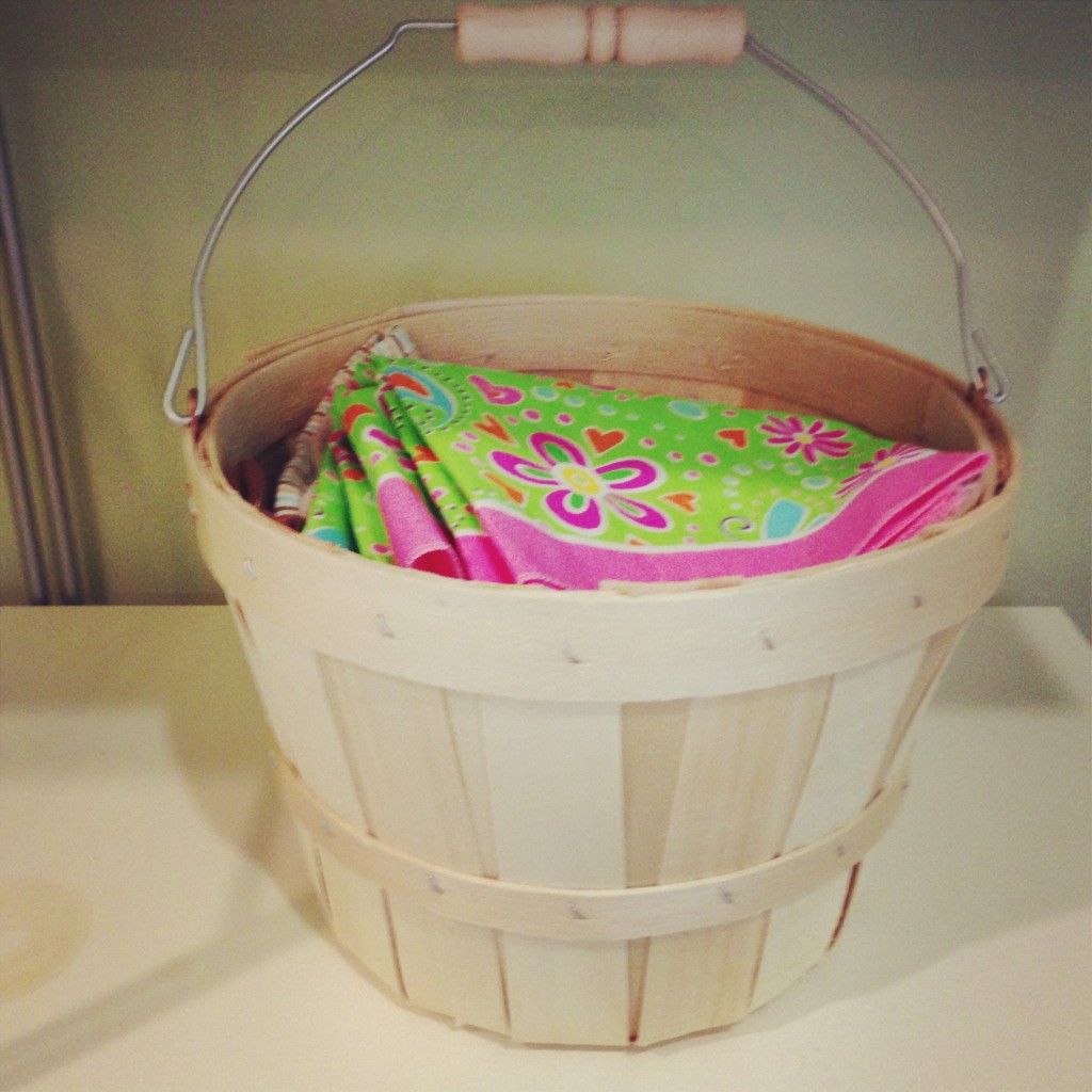 Cute little basket holding fabric