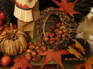 Acorns Falling Over! Turn your basket sideways and allow the acorns to fall over.